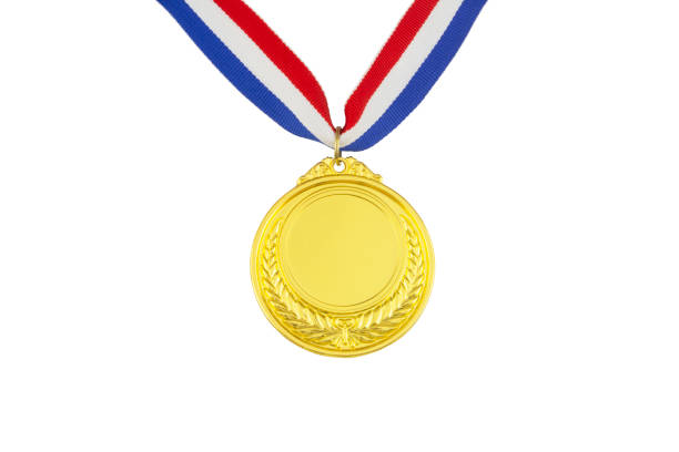 istock Gold medal with ribbon isolated on white 1272416973