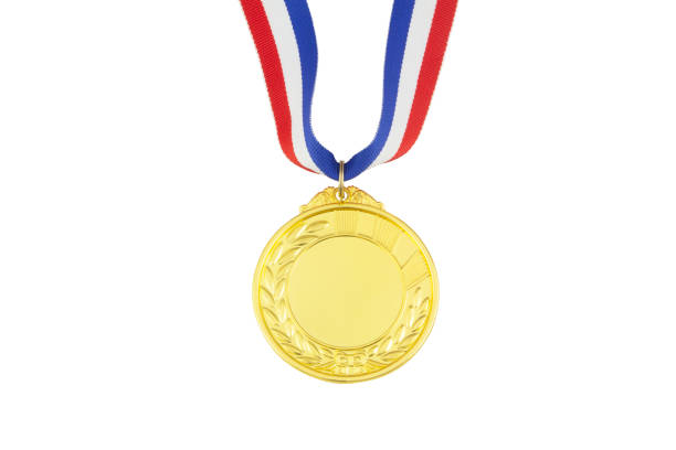 istock Gold medal with ribbon isolated on white 1272416975
