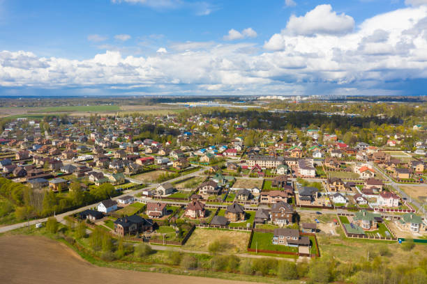 istock Village with summer houses in forest 1272417385