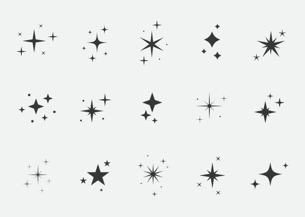 ilustrações de stock, clip art, desenhos animados e ícones de sets of twinkling stars. star icon. vector illustration. - christmas backgrounds glitter star shape