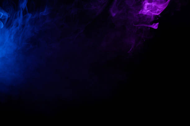 istock Blue and pink soft smoke steam border on black 1272422645
