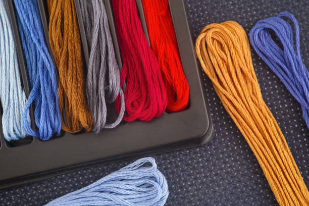 istock Colorful cross stitch embroidery threads 1272423733