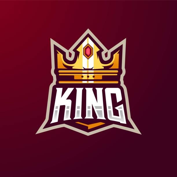 Crown Crown King mascot logo design vector with modern illustration concept style for badge, emblem and t shirt printing. Gold crown with jewels for e-Sport team kings crown stock illustrations