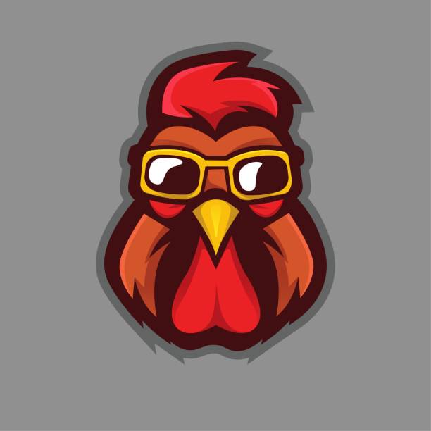 Rooster wearing glasses Rooster wearing glasses mascot logo design vector with modern illustration concept style for badge, emblem and t shirt printing rooster stock illustrations