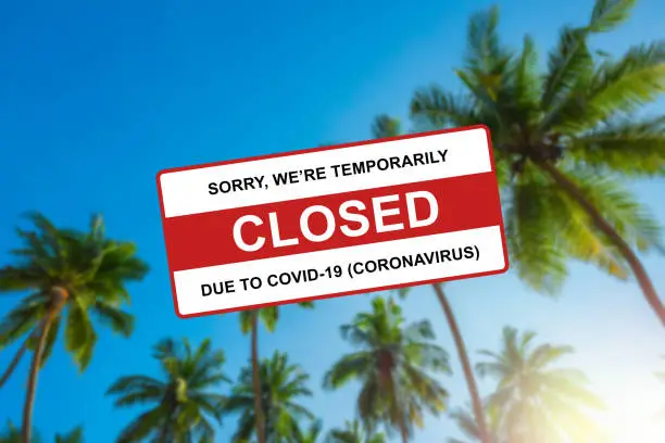 Photo of Tropical resort beach closed due to Coronavirus Covid-19