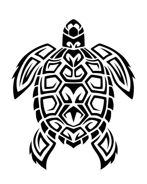 Vector illustration of Sea turtle in Maori tattoo tribal style.