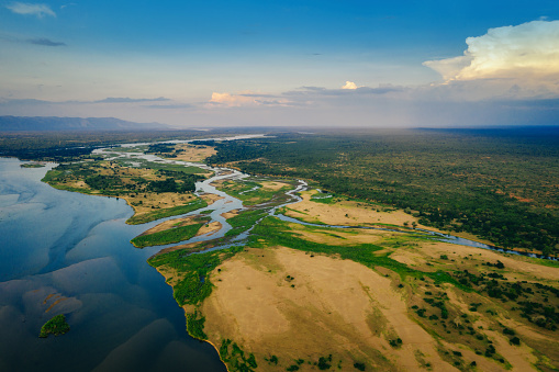 Aerial View over the Zambezi River, Zambia
