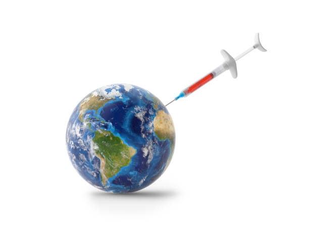 istock Syringe is inserted into the world , Isolated on white background 1272438873