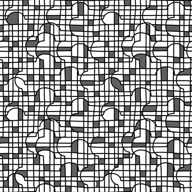 Vector illustration of Seamless pattern with rough hand Drawn intersecting lines. The mosaic background.
