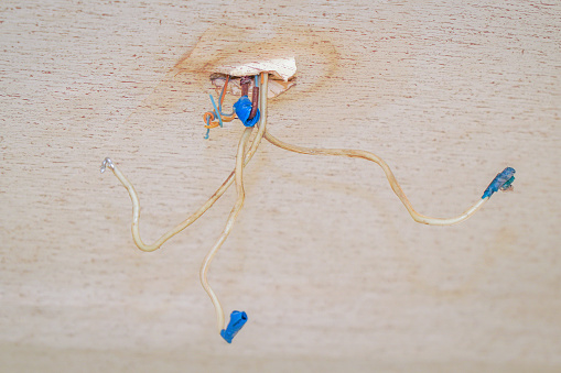 Dangerous bad wiring which hangs on the ceiling