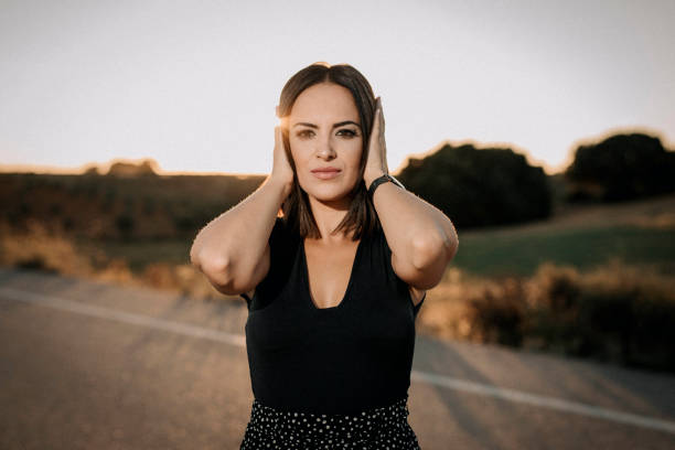 Portrait of a woman outdoors - fotografia de stock