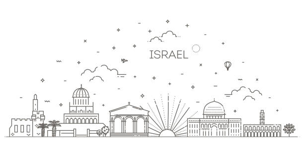 ikona wektora liniowego dla izraela - jerusalem stock illustrations