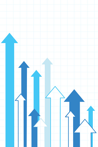 The concept of leadership. Group of arrows moving upwards. Vector illustration.