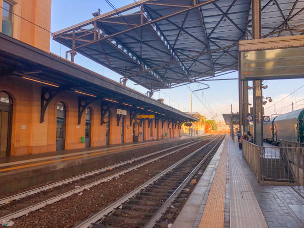 July 2019 Parma, Italy: Parma Railway station interior in early sun lights
