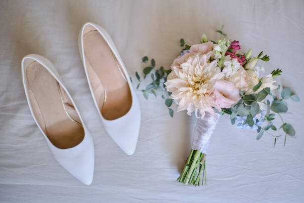 istock Wedding bouquet, shoes, wedding details 1272445532
