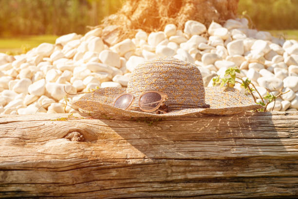 Sunglasses and sun hat, vacation concept