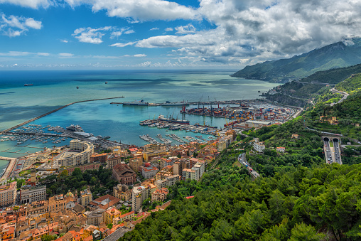 Salerno, Italy, May 28, 2019. Salerno is a major transport hub. A million different cargoes pass through it every year.