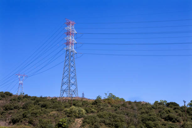 High-Voltage Transformers And Power Line Supports. Power Station.