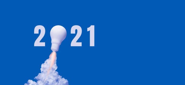 istock New year 2021 Ideas,inspiration concepts with rocket light bulb on blue background 1272448659