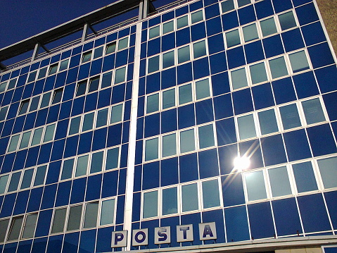 Modern Post Office Blue Facade