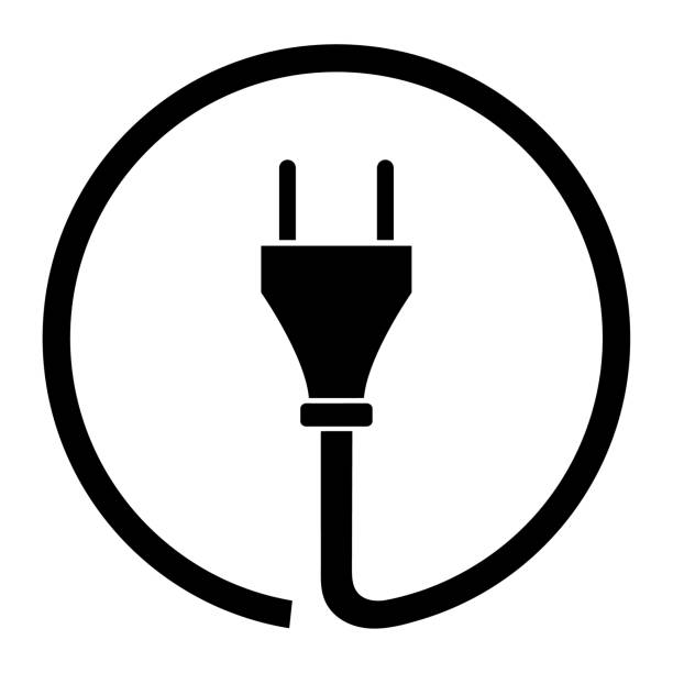 plug-symbol, logo auf weißem hintergrund isoliert - stromstecker grafiken stock-grafiken, -clipart, -cartoons und -symbole