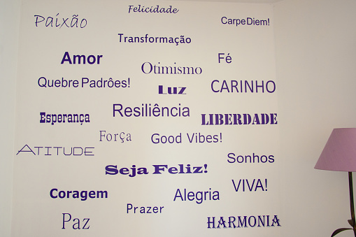 wall decorated positive words