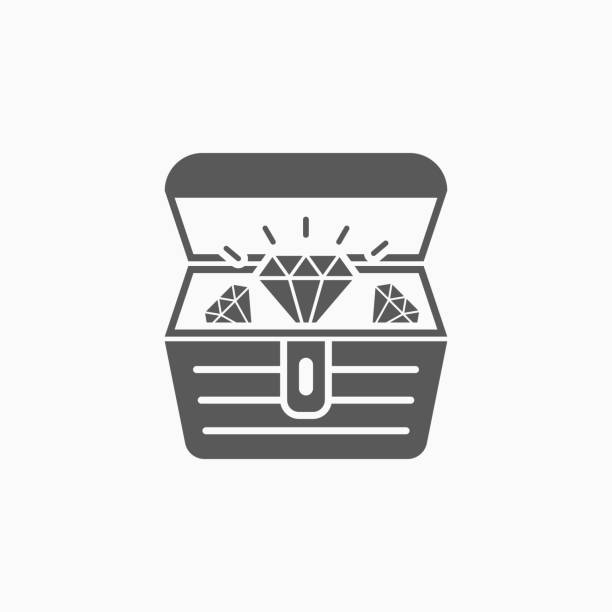 treasure chest icon, treasure box vector treasure chest icon, treasure box vector chest stock illustrations