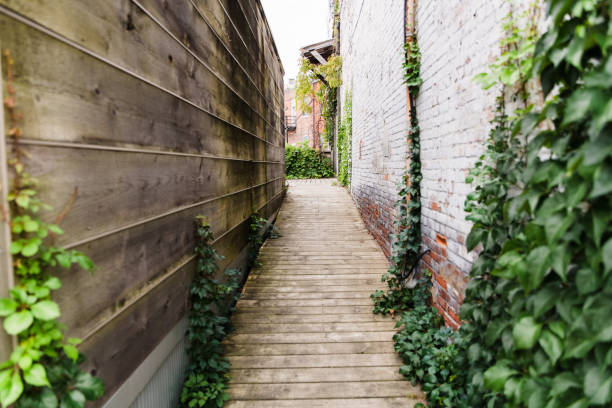 Wooden ramp in alley