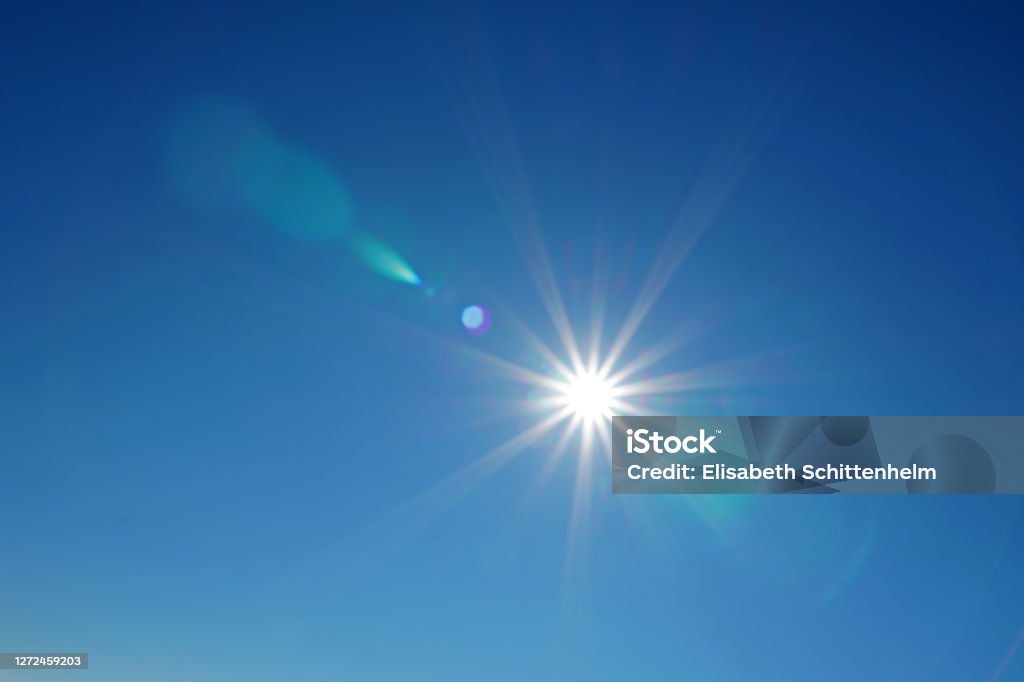 Blue sky and sunbeam September 2020: Blue sky and sunbeam Sun Stock Photo