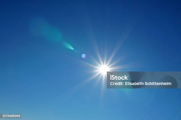 Blue Sky And Sunbeam Stock Photo - Download Image Now - Sun, Sunlight, Sky