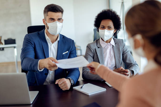 istock Job interview during COVID-19 epidemic! 1272460055