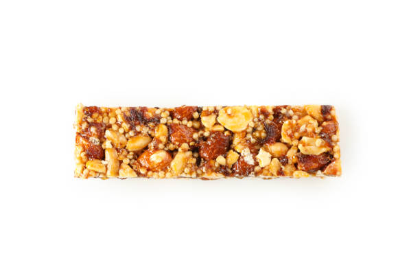 istock Tasty granola bar isolated on white background 1272460332