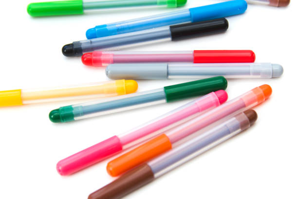 istock Colorful markers scattered on a white background. Art and education. 1272464016
