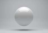 White sphere 3d render on background