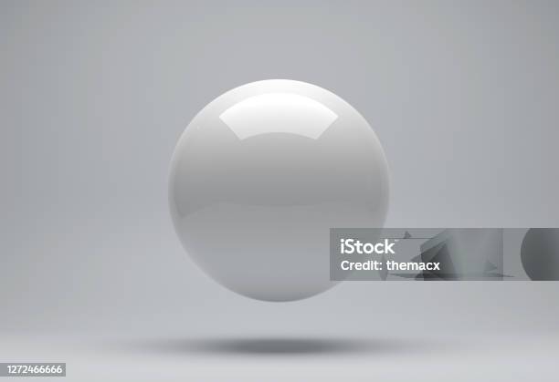 White Sphere 3d Render On Background Stock Photo - Download Image Now - Sphere, Stereoscopic Image, Three Dimensional