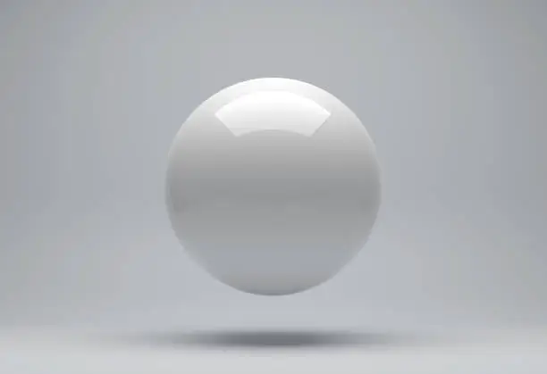 Photo of White sphere 3d render on background