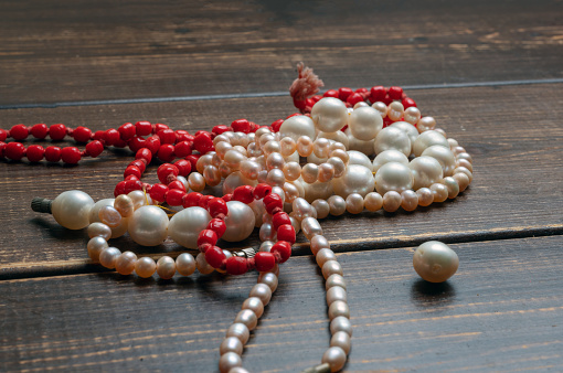 Real or artificial pearls (don't know) - jewelry for women. Brought from India