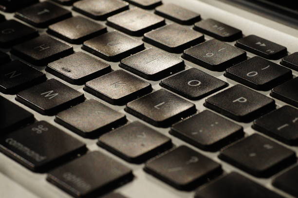 istock Computer keyboard in laptop with black keys and white printing 1272474313