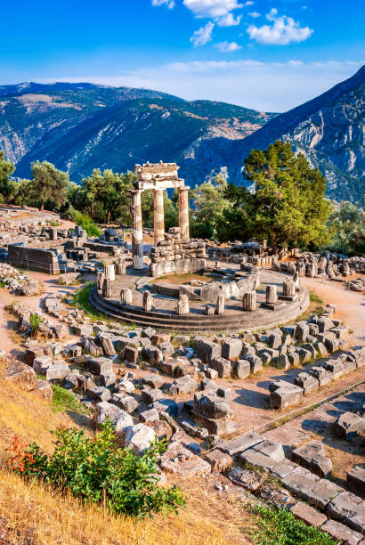 Delphi temple, Greece stock photo