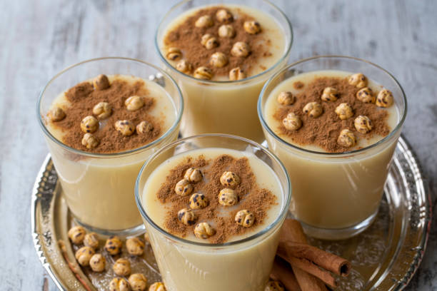 Boza or Bosa, traditional Turkish drink with roasted chickpea Boza or Bosa, traditional Turkish drink with roasted chickpea winter rye stock pictures, royalty-free photos & images