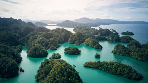 Indonesia, home to some of nature's finest masterpieces High angle shot of the beautiful islands of Indonesia indonesia stock pictures, royalty-free photos & images
