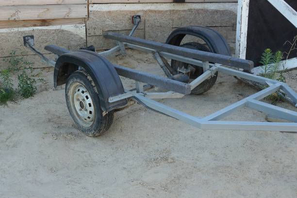 istock a disassembled trailer with an iron frame and black wheels 1272482606