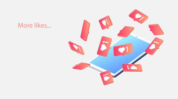 istock More likes falling notification. Isometric illustration of a smartphone and heart icons. Social media vector background for website design blog and app 1272483968