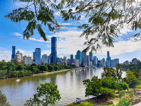 Beautiful view of the city and the Brisbane river. Photographed at Kangaroo Point