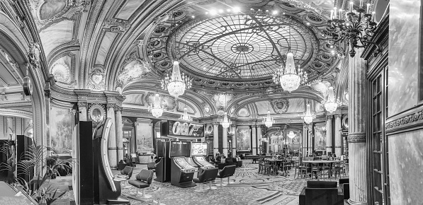 MONTE CARLO, MONACO - AUGUST 13: Interiors of the Monte Carlo Casino, famous gambling and entertainment complex opened in 1863 and located in the Principality of Monaco, as of August 13, 2019