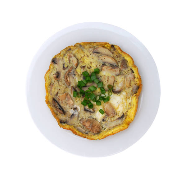 istock Omelet with fungus on white 1272490061