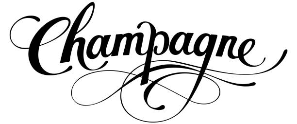 Champagne - custom calligraphy text vector art illustration
