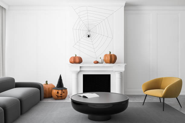 istock White living room with halloween decorations 1272493717