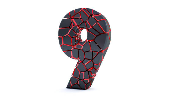 istock 3D render of  broken Number isolated on white background (Number 9). cracked 3d number 9 nine. 1272493961