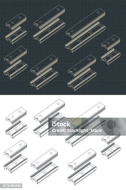 Microcontroller Blueprint Microcontrollers Isometric Drawings Stock Illustration - Download Image ...
